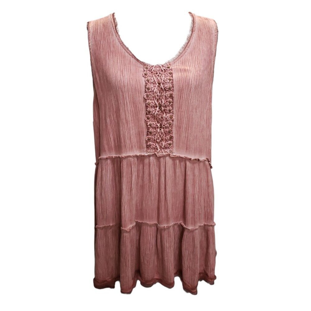 Knox Rose Womens Rusty Rose Sleeveless Dress with Embellished Bodice Medium